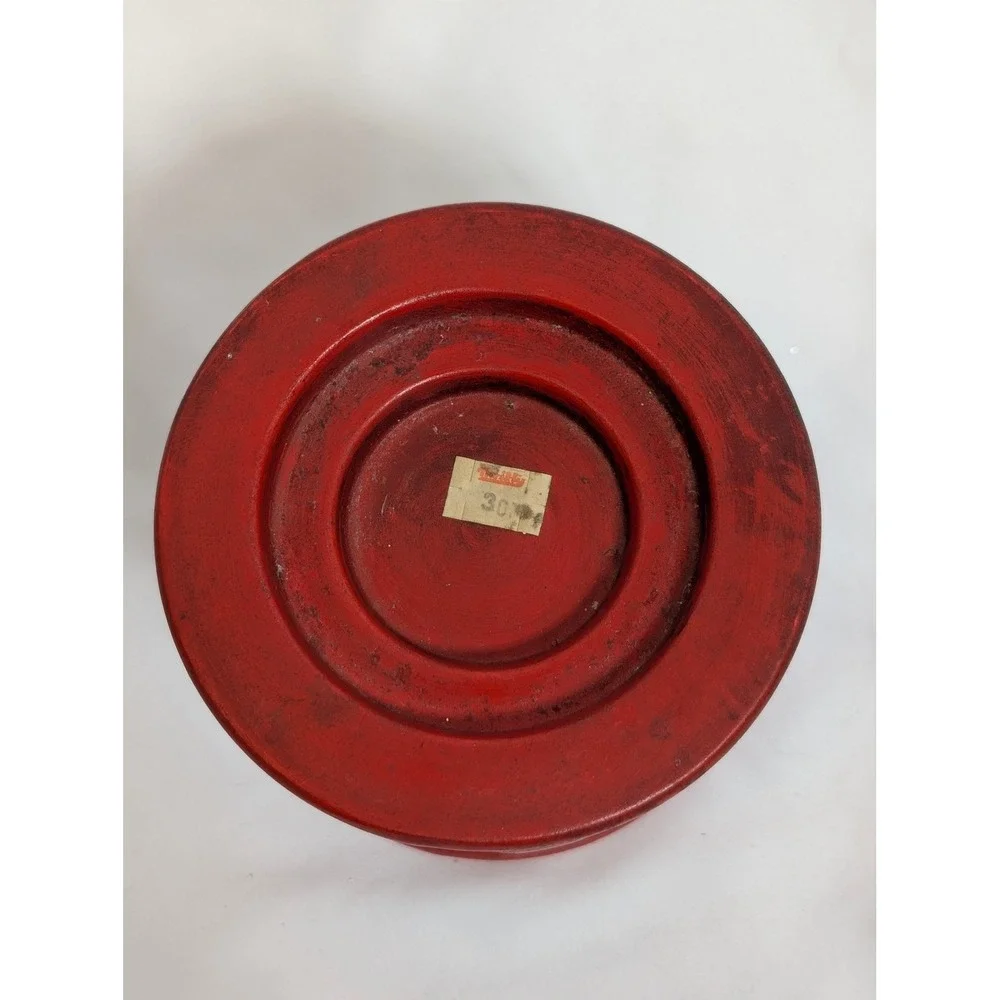 Vintage Red Ceramic Pillar Candle Holder Stand Japan 4